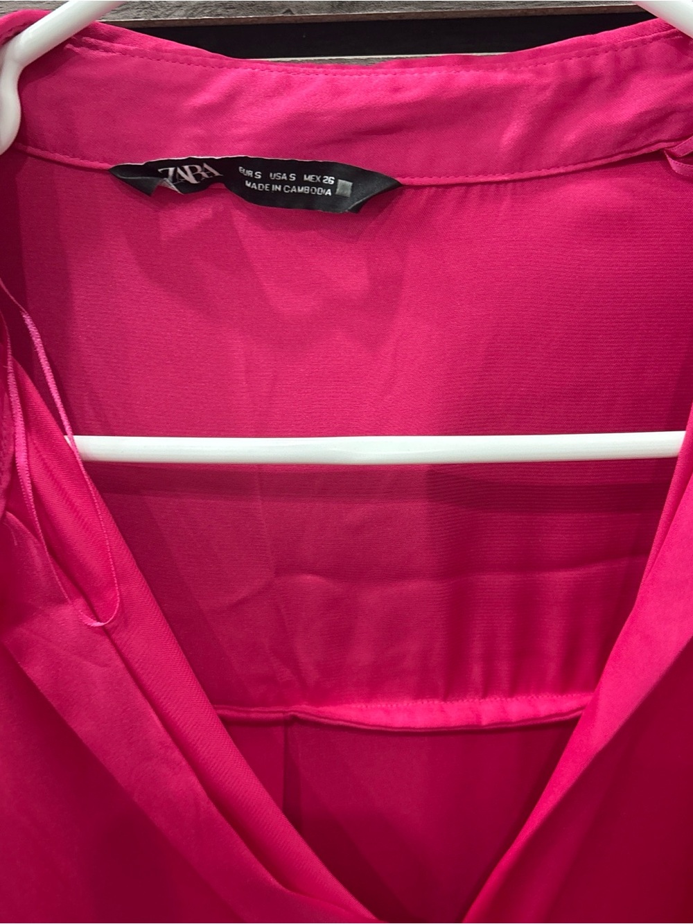 Zara Hot Pink V-Neck Blouse
